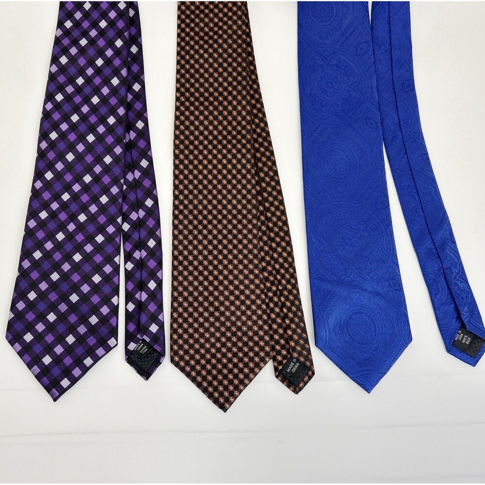 SEAN JOHN Silk Tie Polka Dot Geometric Paisley Necktie Pure Silk Lot of 3